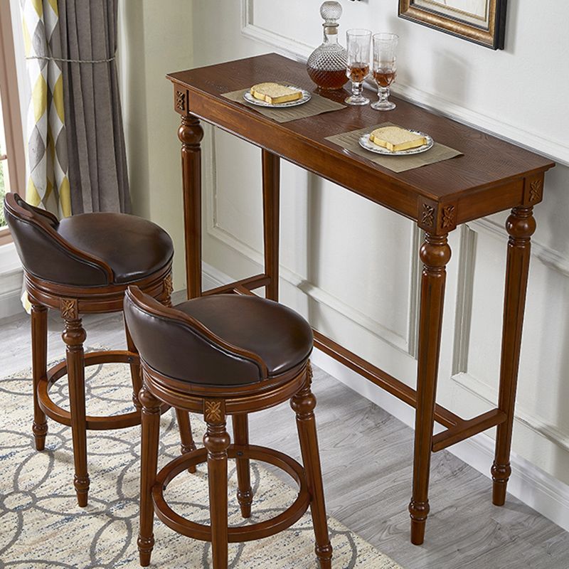 Moderne stijl rechthoekige bartafel bruin massief hout vaste bar wijntafel voor thuis