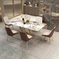 Set di tavoli da pranzo beige lucido 1/2/5/7 PC glam dinette con sedie in pelle