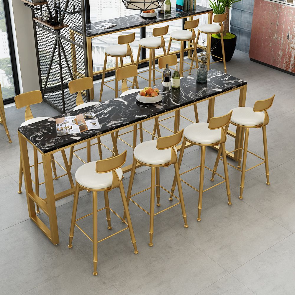 White and Black Glam Style Bar Table in Faux Marble and Metal Milk Tea Shop Bar Table Clearhalo 'Bar Furniture' 'Bar Tables' 'bar_tables' 'furn' 'furn_bar_tables' 'Furniture' 'furniture_bar_tables' 'Kitchen & Dining Furniture' 1200x1200_4a5e52e0-44d3-40a8-a533-d748f4deadb3