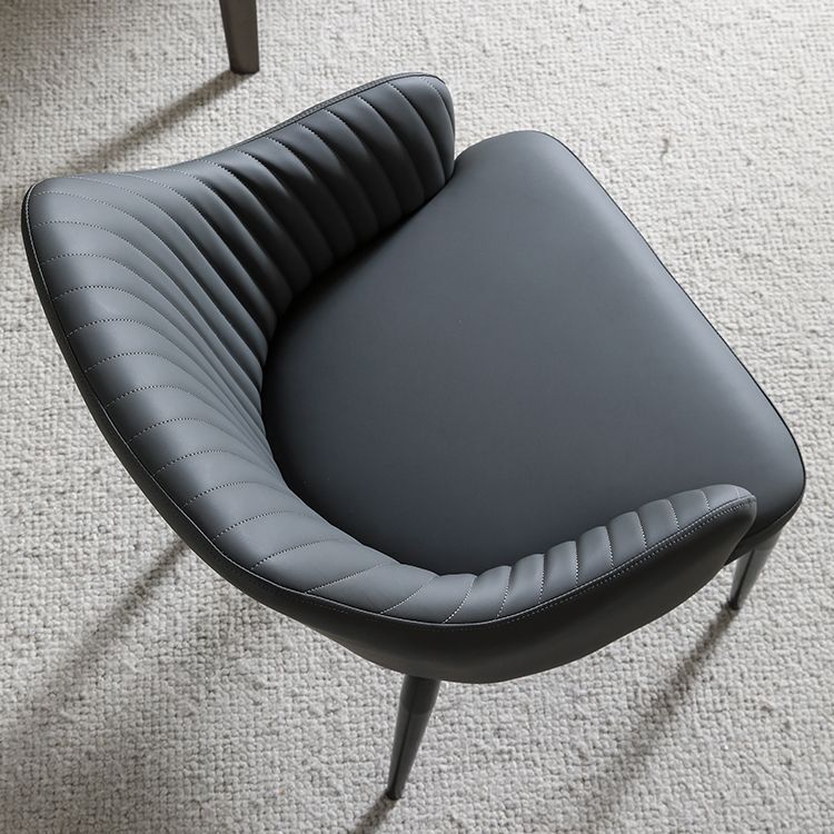 Eigentijdse arm eetstoelen faux lederen Parsons eetkamerstoel