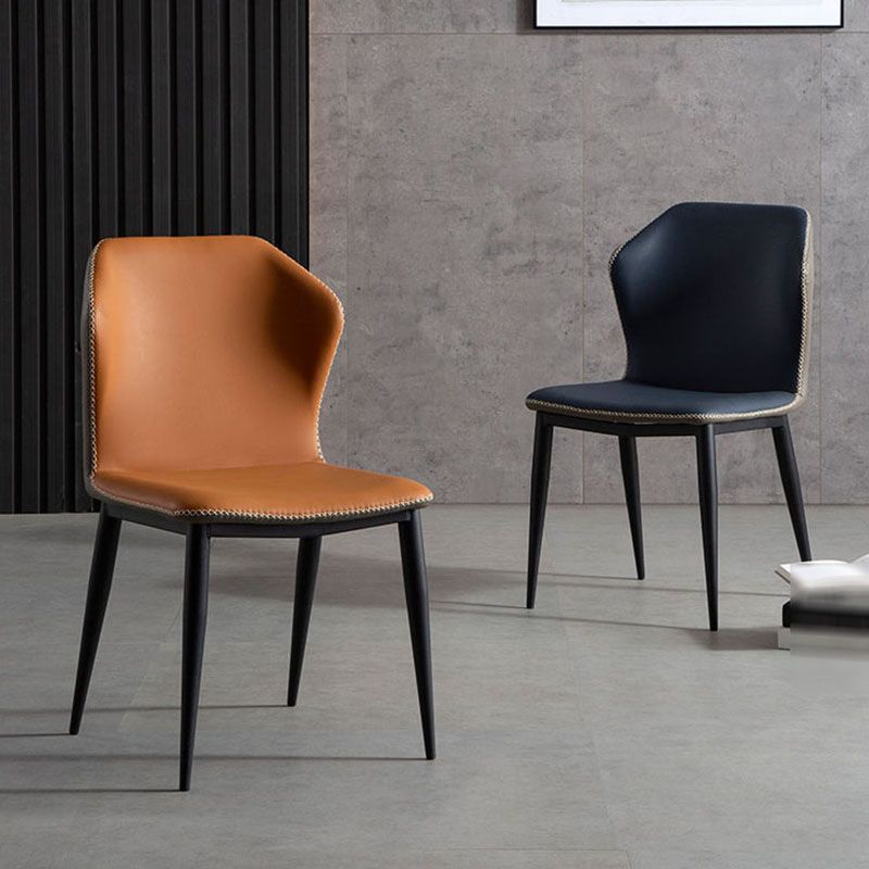 Modern Side Chair Matte Finish Leather Curved Wingback Armless Chair for Dining Room Clearhalo ' kitchen&dining_furn' 'Dining Chairs' 'Dining Tables & Seating' 'dining_chair' 'furn' 'furn_dining_chair' 'Furniture' 'furniture_dining_chair' 'Kitchen & Dining Furniture' 'kitchen' 1200x1200_4a5ff886-3bc2-4d94-8077-d8ab3a33cee1