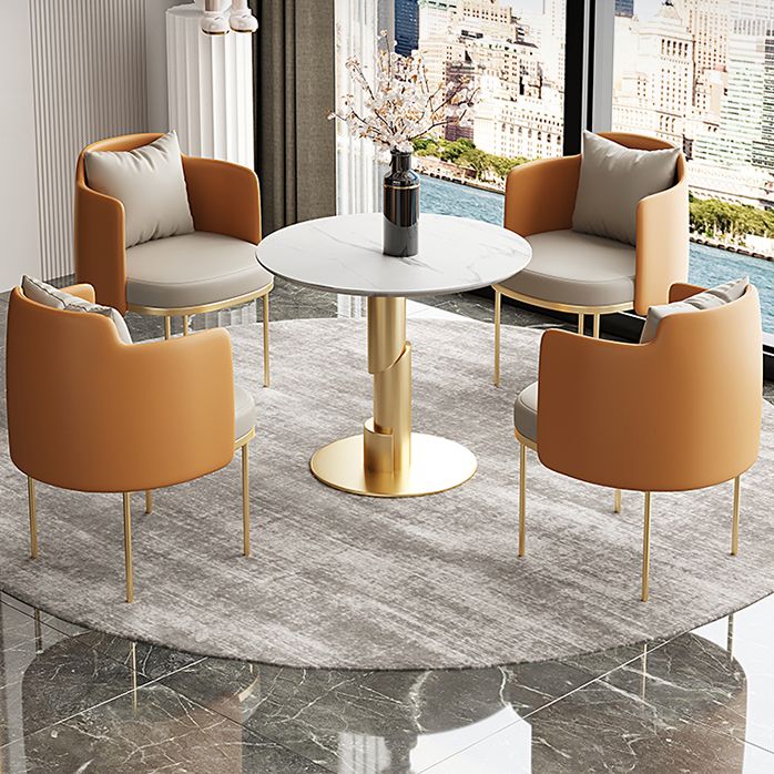 Modern Style Sintered Stone Dining Set Round 1/5 Pieces Dining Set for Home Use Clearhalo 'Dining Room Sets' 'Dining Tables & Seating' 'dining_room_set' 'furn' 'furn_dining_room_set' 'Furniture' 'Kitchen & Dining Furniture' 1200x1200_4a610e5c-c6ec-48bb-b30e-8714bf5f4c84