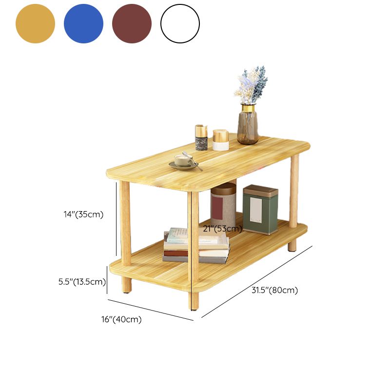 Madera de madera de 4 patas Fin de la mesa del extremo lateral moderno con estante