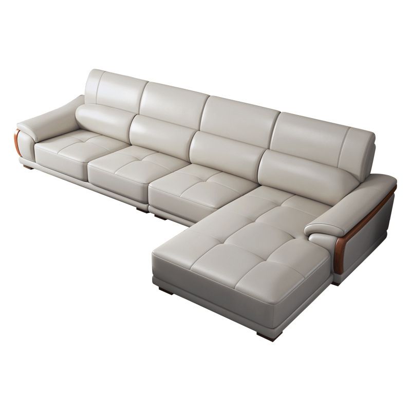 Nordic Style Sofa Bed Leather in Beige/grey/beige Cushioned Back Sofa