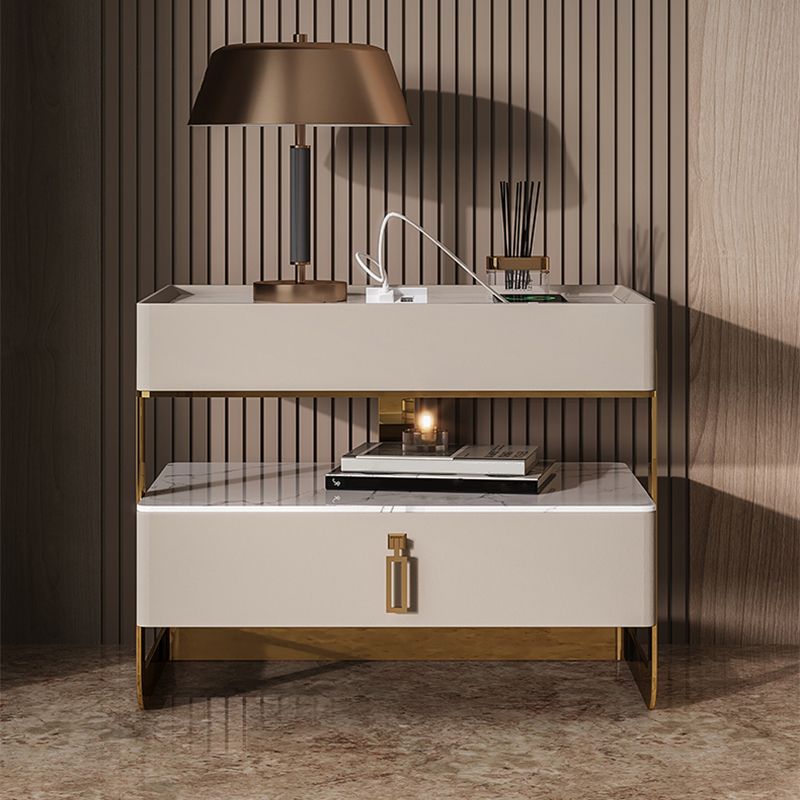 Top de table de chevet de 18 pouces H Lit Top en verre ouvert des jambes 1-Drawer incluse la table de nuit