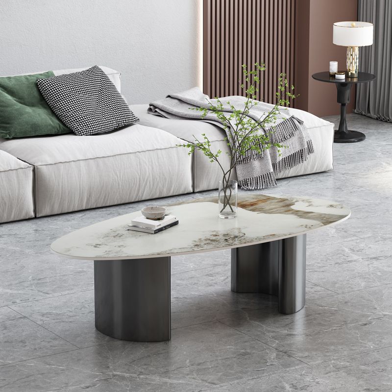 Table basse Glam de 15 po de hauteur, table de cocktail blanche simple en ardoise
