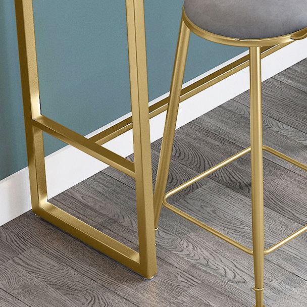 Modern Rectangle Bar Dining Table White Top Bar Height Table with Iron Base in Gold Clearhalo 'Bar Furniture' 'Bar Tables' 'bar_tables' 'furn' 'furn_bar_tables' 'Furniture' 'furniture_bar_tables' 'Kitchen & Dining Furniture' 'kitchen&dining_furn' 'kitchen' 1200x1200_4a66611f-603d-4cc6-a25d-cee4e379fcbb