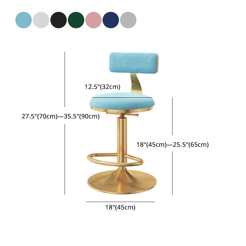 Glam Adjustable Rotatable Counter Stool Iron Kitchen Bar Stool with Velvet Cushion Clearhalo 'Bar Furniture' 'Bar Stools' 'bar_stools' 'furn' 'furn_bar_stools' 'furniture_bar_stools' 'Kitchen & Dining Furniture' 'kitchen&dining_furn' 'kitchen' 'kitchen_furn' Furniture' 1200x1200_4a677af1-25e1-4482-9f5f-ad04b1350cce