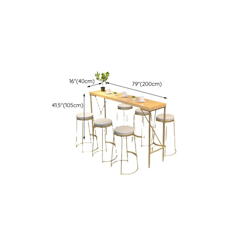 Moderne rechthoekige massief houten bartafel Eettafel met metalen onderstel