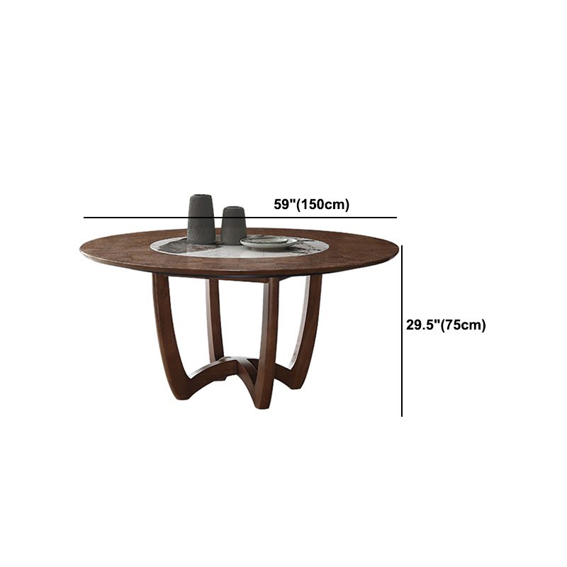 Meubles de plateau à manger en bois massif marron avec base de piédestal pour la maison