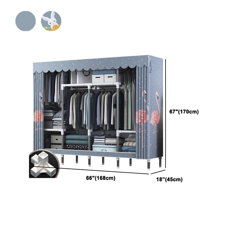 Modern Style Wardrobe Closet Metal Frame Wardrobe Armoire with Shelves Clearhalo 'Armoires & Wardrobes' 'armoires_wardrobes' 'Bedroom Furniture' 'furn' 'furn_armoires_wardrobes' 'Furniture' 1200x1200_4a69254d-d560-4ff6-b169-628a482cece6