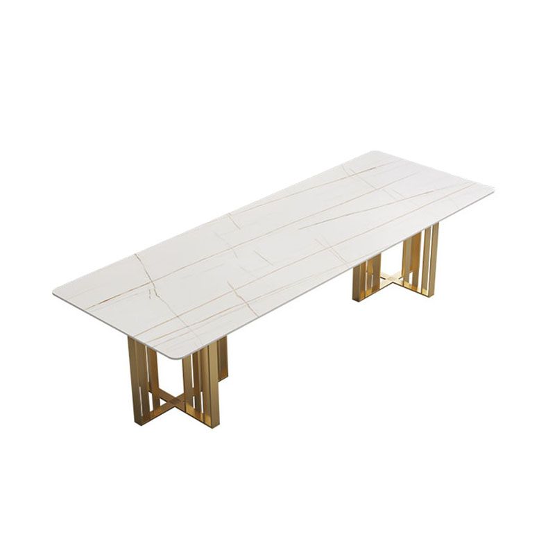 Table à manger de style industriel Table rectangulaire en pierre frittée pour salle à manger
