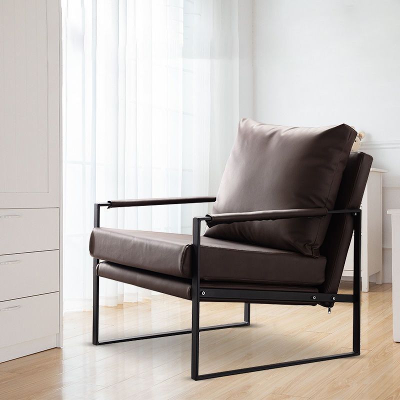 Industrial Square Arms Armchair Solid Color Accent Armchair for Living Room