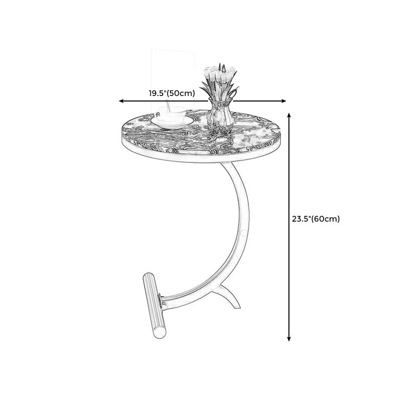 23,6 "großer Metall C Seitisch Modern Moderner rund schwarz/weißer Marmorendtisch