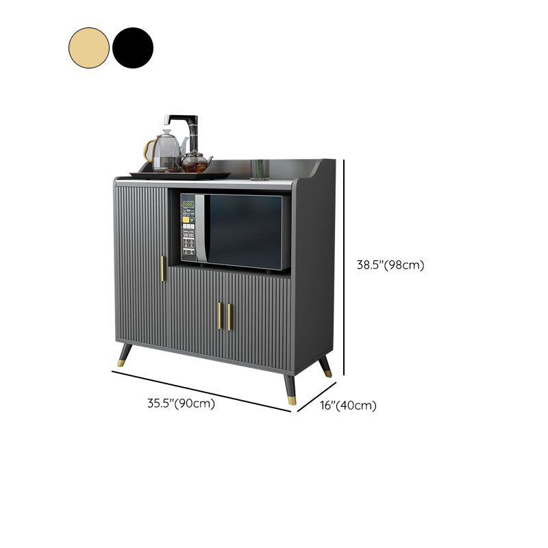 Server da pranzo interno glam Sideboard in legno in finto grigio con top in pietra