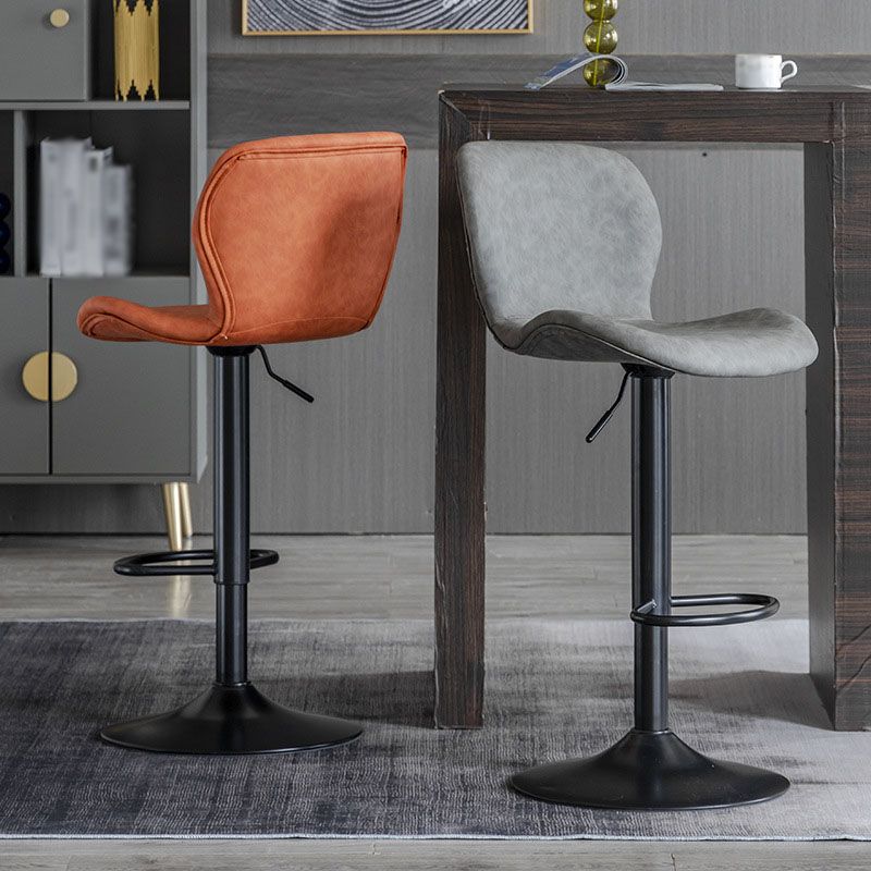 Contemporary Swivel Adjustable Height Stool Matte Finish Leather Barstool Clearhalo 'Bar Furniture' 'Bar Stools' 'bar_stools' 'furn' 'furn_bar_stools' 'Furniture' 'furniture_bar_stools' 'Kitchen & Dining Furniture' 1200x1200_4a71816f-970e-4b37-9cf7-f617a3b44dab