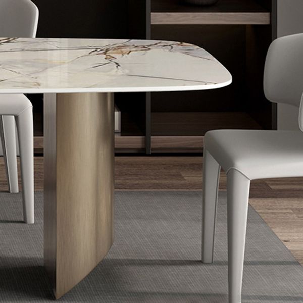 Modern Dining Sintered Stone Table Dining Rectangle Table with Metal Legs for Home Use Clearhalo 'Dining Tables & Seating' 'Dining Tables' 'dining_table' 'furn' 'furn_dining_table' 'Furniture' 'Kitchen & Dining Furniture' 1200x1200_4a72f4e4-c368-46ce-a671-733ee5fcce29