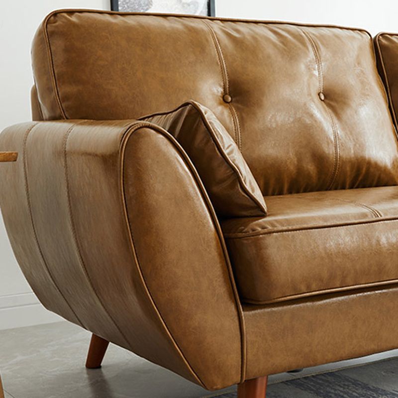 Contemporary Faux Leather Flared Arm Sofa Tufted Standard Sofa for Living Room Clearhalo 'furn' 'furn_sofas' 'Furniture' 'furniture_sofas' 'Living Room Furniture' 'Sofa' 'sofas' 1200x1200_4a732eba-0017-4ac1-a479-73a05373264a