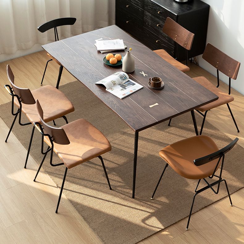 Rectangle Solid Oakwood Brown Tone Dining Table Industrial 4 Legs Table for Dining Room Clearhalo ' dining_table' 'Dining Tables & Seating' 'Dining Tables' 'furn' 'furn_dining_table' 'Furniture' 'furniture_dining_table' 'Kitchen & Dining Furniture' 'kitchen&dining_furn' 'kitchen' 'kitchen_dining_table' 1200x1200_4a74805f-9a8d-49f3-bc0a-5f085cf5ad3d