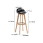Modern Solid Wood base Bar Stool Upholstered Footrest Bar Stool