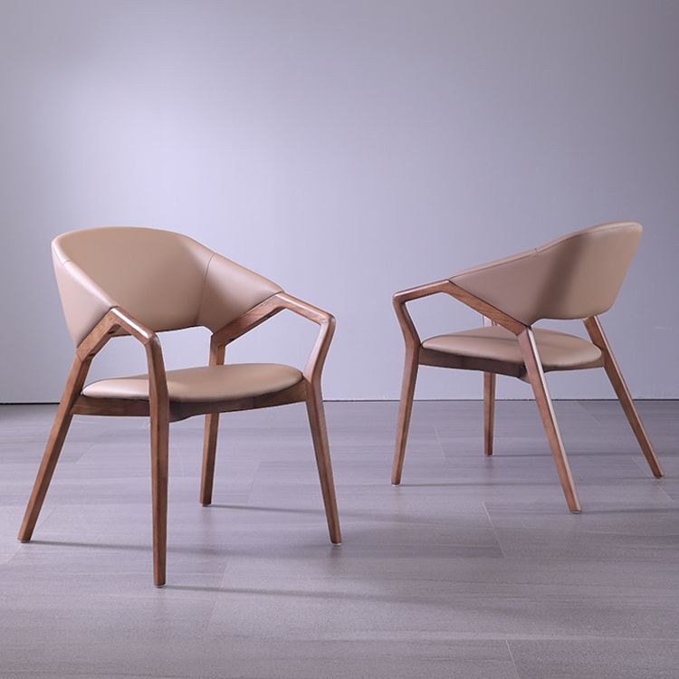 Moderne stijl leer open rug houten frame huis eetstoel stoel