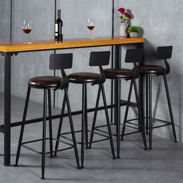 Industrial Armless Backrest Counter Stool Steel Cafe Bar Stool with Velvet Cushion Clearhalo 'Bar Furniture' 'Bar Stools' 'bar_stools' 'furn' 'furn_bar_stools' 'Furniture' 'furniture_bar_stools' 'Kitchen & Dining Furniture' 1200x1200_4a783d69-d143-42db-9491-6c4506d9c3b0