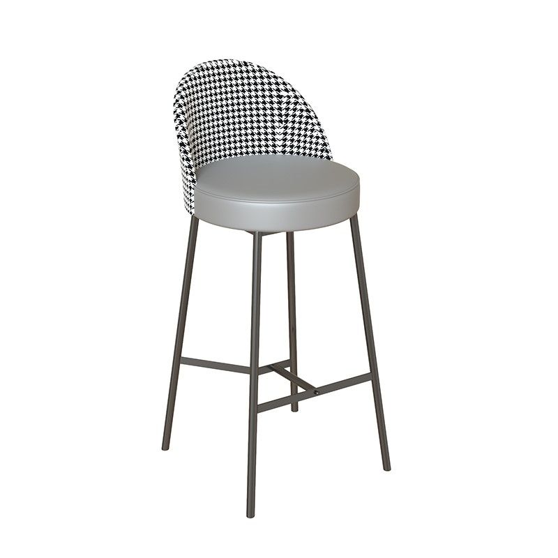 Sgabello da bar in vena in vetro in vena in metallo industriale con gambe nere