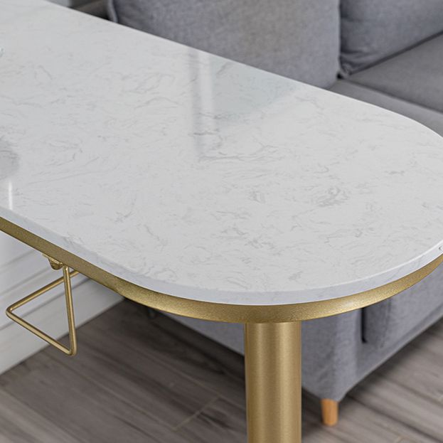Glam Faux Marble Indoor Bar Dining Table Iron Double Pedestal Bistro Table with Shelve Clearhalo 'Bar Furniture' 'Bar Tables' 'bar_tables' 'Furniture' 'furniture_bar_tables' 'Kitchen & Dining Furniture' 'kitchen&dining_furn' 'kitchen' 1200x1200_4a7cc91d-2247-43e7-b541-8a9d37a361a9