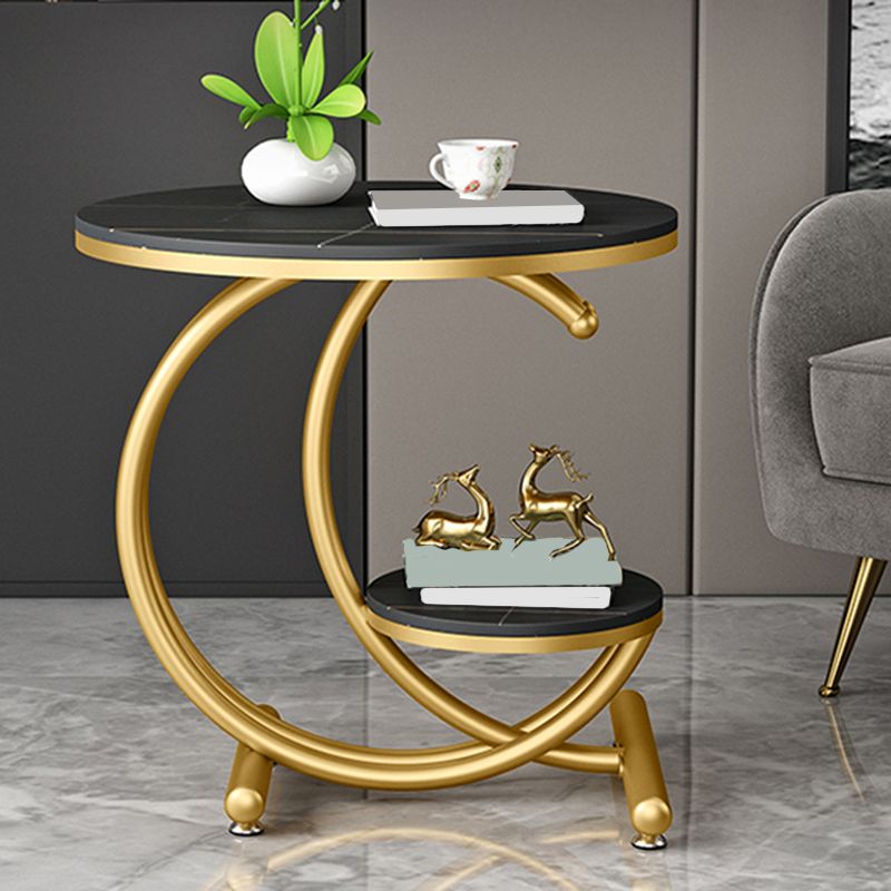 19.6"/23.6" Modern Slate Round End Table Metal C Side Table with Shelf