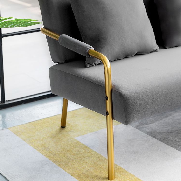 Velvet 3-seater Sofa with Pillow Top Arm for Apartment 28.35" High Clearhalo 'furn' 'furn_sofas' 'Furniture' 'Living Room Furniture' 'Sofa' 'sofas' 1200x1200_4a817df3-7c99-487f-9997-091e3b0a1186