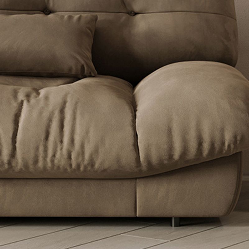 Brown Modern Armless Chesterfield Sofa with Bolster Pillows for Living Room, Apartment Clearhalo 'furn' 'furn_sofas' 'Furniture' 'furniture_sofas' 'Living Room Furniture' 'Sofa' 'sofas' 1200x1200_4a838f32-99d9-419a-8a2e-e69a4626aa48