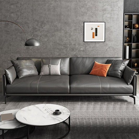 Scandinavian Dark Gray Stain-Resistant Storage Grain Leather Sofa & Chaise Clearhalo 'furn' 'furn_sectionals' 'Furniture' 'Living Room Furniture' 'Sectionals' 1200x1200_4a8401af-9f70-40ea-9575-3cd0135e8600