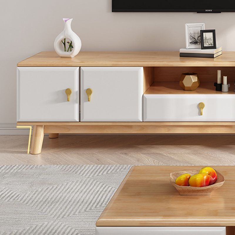 Wooden TV Media Stand Open Storage Media Console with Drawers Clearhalo 'furn' 'furn_tv_stands_entertainment_centers' 'Furniture' 'Living Room Furniture' 'TV Stands & Entertainment Centers' 'TV Stands & Media Storage Furniture' 'tv_stands_entertainment_centers' 1200x1200_4a880f75-3247-4cd0-946b-feb987fb8226