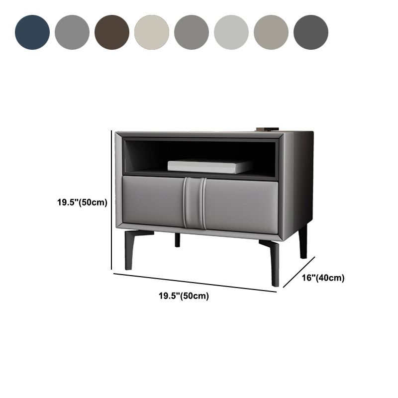 Contemporary Faux Leather Nightstand 18.5" Tall 1 - Drawer Nightstand Clearhalo 'Bedroom Furniture' 'furn' 'furn_night_stand' 'Furniture' 'night_stand' 'Nightstands' 1200x1200_4a88e0d5-ec47-4bf0-b40a-3ad51aef8ca0