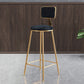 Nordic Backrest Armless Counter Stool Iron Dessert Shop Bar Stool with Cushion and Pedal
