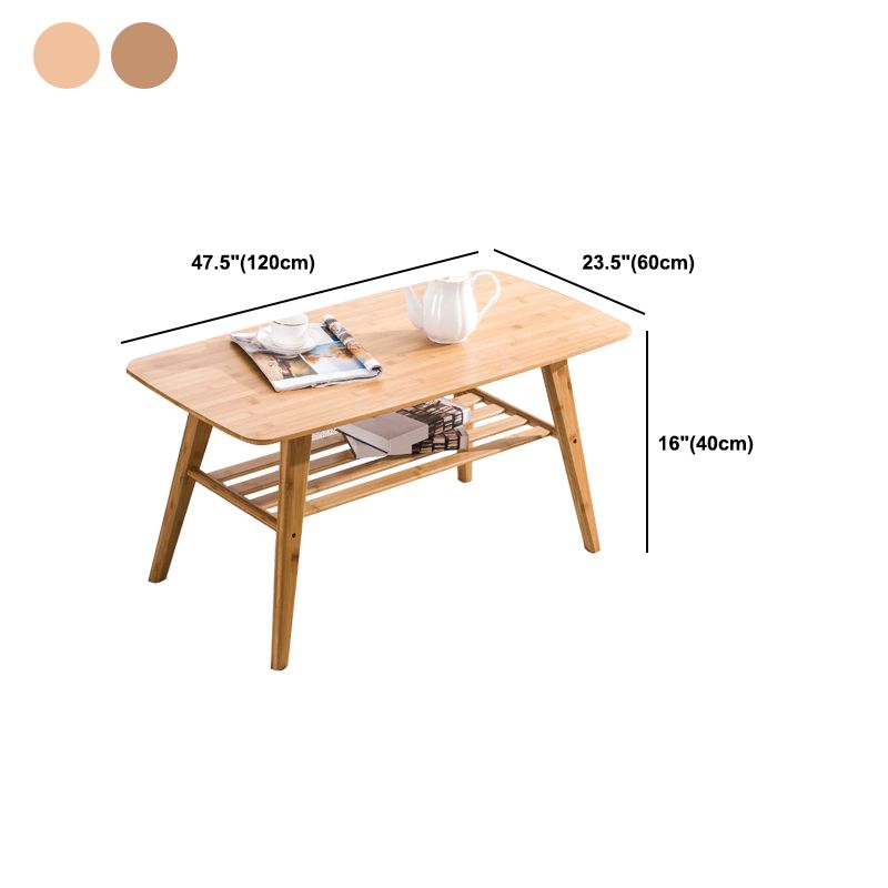 北欧スタイルの長方形の固体木材テーブル4脚ベースコーヒーテーブル