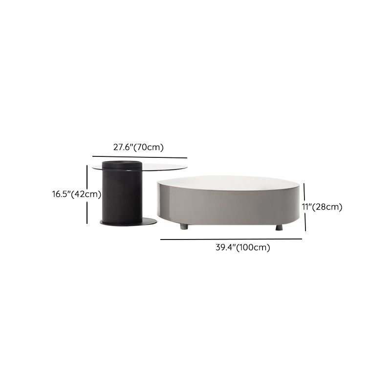 Modern Coffee Table Round Nesting Coffee Table with Storage Drawers Clearhalo 'Coffee & Accent Tables' 'Coffee Tables' 'coffee_tables' 'furn' 'furn_coffee_tables' 'Furniture' 'Living Room Furniture' 1200x1200_4a8a74fc-70ce-4091-b29e-deafb1c50707