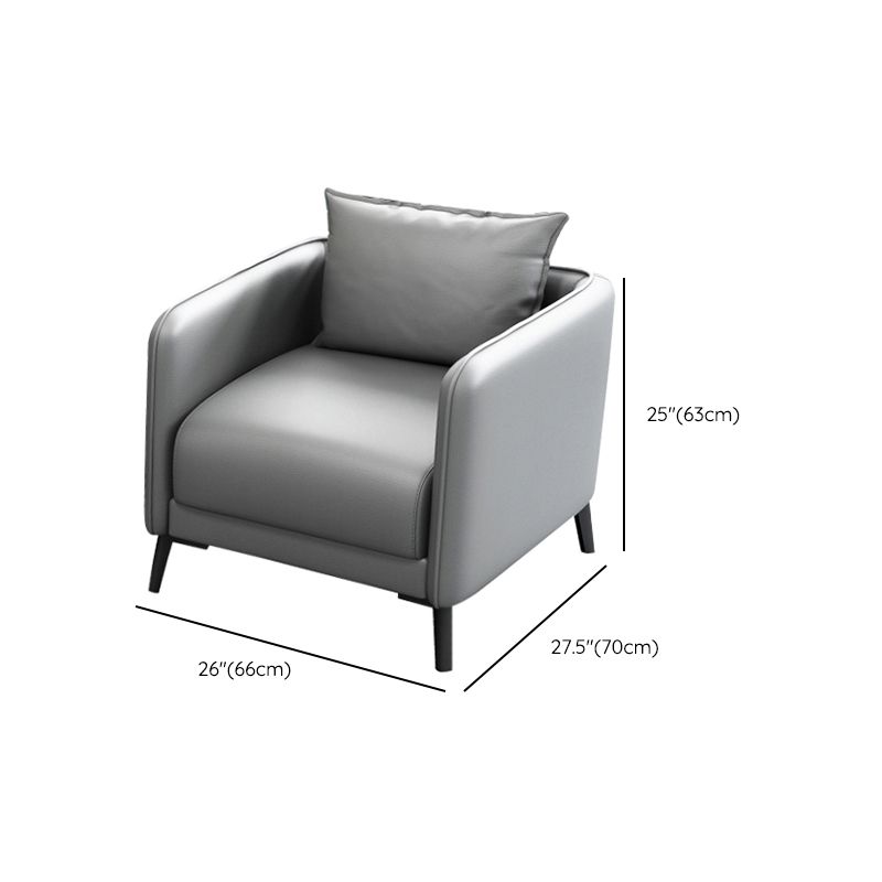 Sofá de almohada de cuero asiento de brazo cuadrado para sala de estar