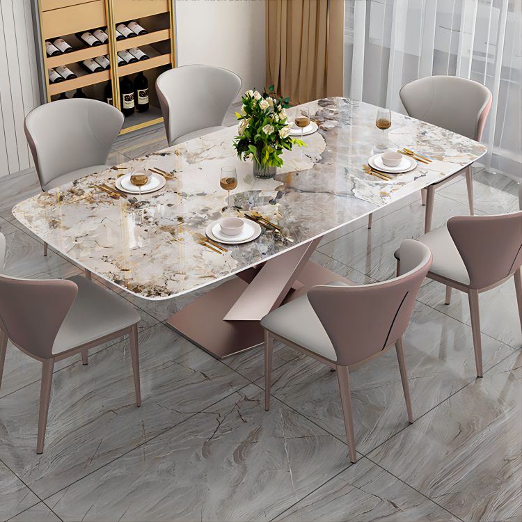 Dining Room Dinner Table Contemporary Dining Table with Pedestal Base Clearhalo 'Dining Tables & Seating' 'Dining Tables' 'dining_table' 'furn' 'furn_dining_table' 'Furniture' 'Kitchen & Dining Furniture' 1200x1200_4a8a8dec-9e9d-4c3b-b59e-4d9dc305de70