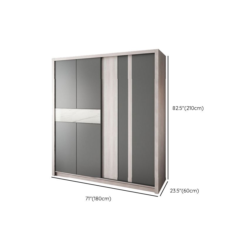 Grey Sliding Wardrobe Cabinet Contemporary Wardrobe Armoire for Bedroom Clearhalo 'Armoires & Wardrobes' 'armoires_wardrobes' 'Bedroom Furniture' 'furn' 'furn_armoires_wardrobes' 'Furniture' 1200x1200_4a8c3ca7-ac43-4866-9e0e-2becd57f8cd7