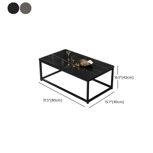 Modern Style Rectangular Simple Coffee Table with Shelf - 16.5" H