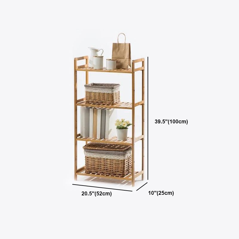 Modern Bamboo Vertical Book Shelf Brown Open Bookshelf for Study Room