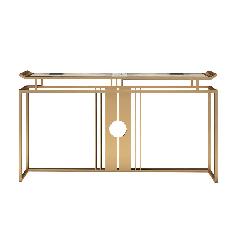Table de acento glamoroso de 11 "de ancho Stone Gold Rectangle Console Acent Table