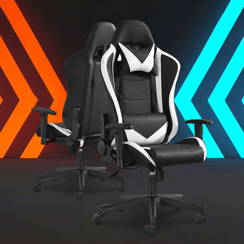 Modern Office Chair Adjustable Seat Height Faux Leather Desk Chair with Wheels Clearhalo 'furn' 'furn_office_chair' 'Furniture' 'Office Chairs' 'Office Furniture' 'office_chair' 1200x1200_4a8e7369-b4a1-48f1-864d-6163d0650b40