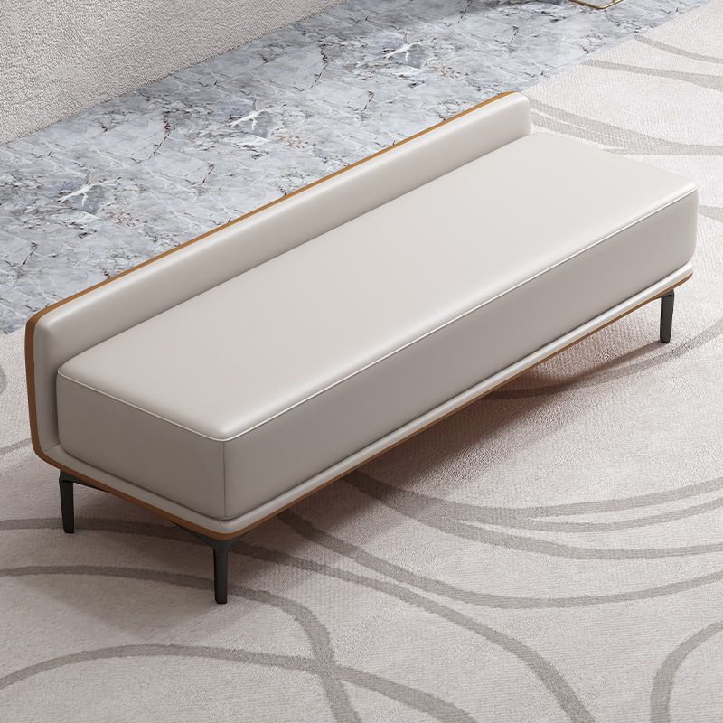 Genuine Leather Low-Back Bedroom Bench Modern 20"H Seating Bench with 4 Metal Legs Clearhalo 'Benches' 'Chairs & Seating' 'furn' 'furn_benches' 'Furniture' 'Living Room Furniture' 1200x1200_4a8f3fcb-61ac-467d-9bc3-ea0246ae7efa