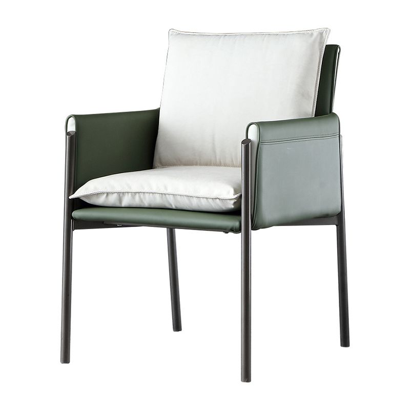 Contemporary Leather Curved and Fabric Chair Parsons Arm Chair for Home Clearhalo ' kitchen&dining_furn' 'Dining Chairs' 'Dining Tables & Seating' 'dining_chair' 'furn' 'furn_dining_chair' 'Furniture' 'furniture_dining_chair' 'Kitchen & Dining Furniture' 'kitchen' 1200x1200_4a8f567e-1b02-4fc0-9182-0e66bb78805c