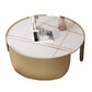 Mesa de centro con tapa de piedra Glam y mesa de cóctel redonda con base de tambor de acero