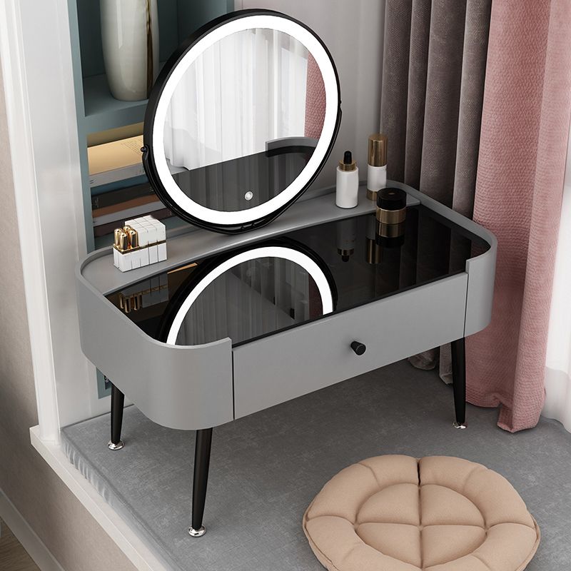 Contemporary 16.5" H Makeup Counter Bedroom Glass Make-up Vanity with Drawer