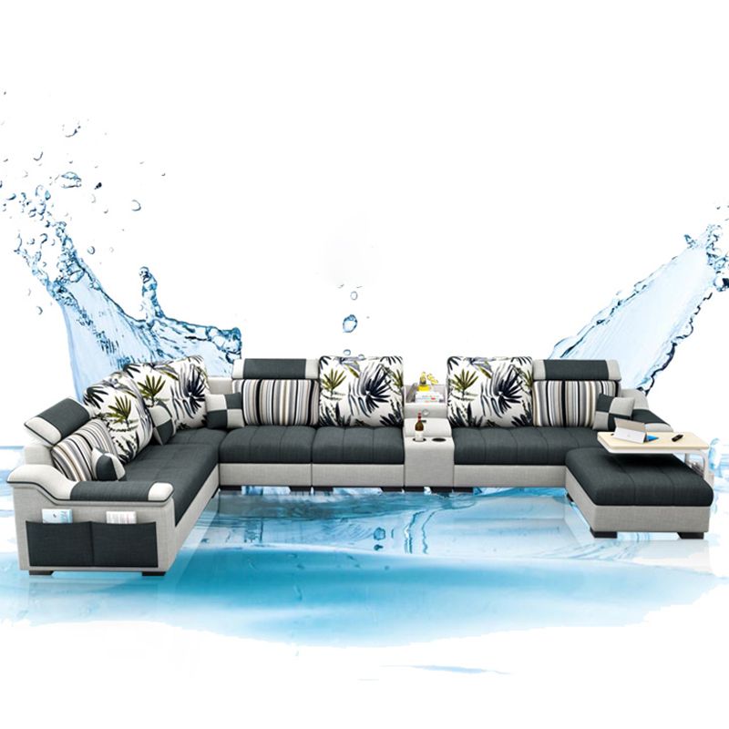 Sloped Arms Pillowed Back Cushions Sectionals Sofas for Living Room Clearhalo 'furn' 'furn_sectionals' 'Furniture' 'furniture_sectionals' 'kitchen' 'kitchen_sectionals' 'Living Room Furniture' 'Sectionals' 1200x1200_4a951a73-0ff7-4a2e-b7f0-a3636025006e