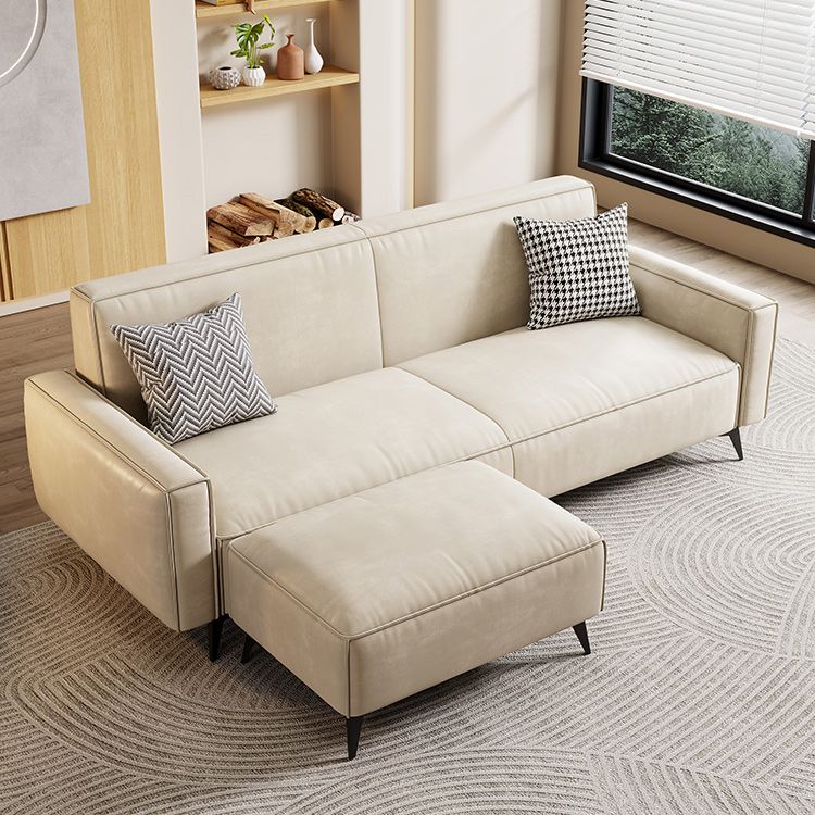 Contemporary 31.49" H Faux Leather Square Arm Sofa for Living Room